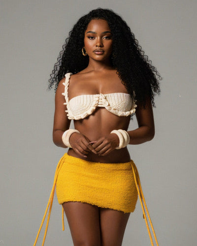 ARAMIE Textured Side Tassel Mini Skirt