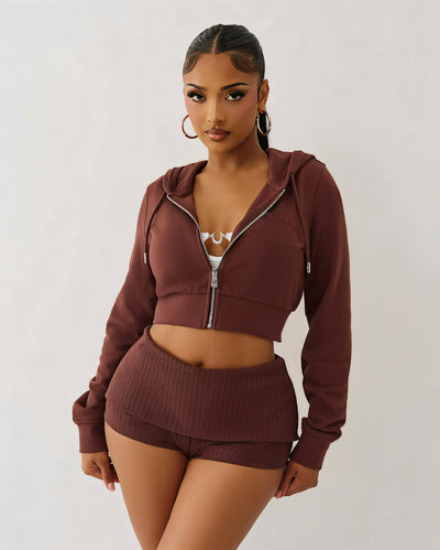 NARYA Cropped Hoodie & Mini Short Set