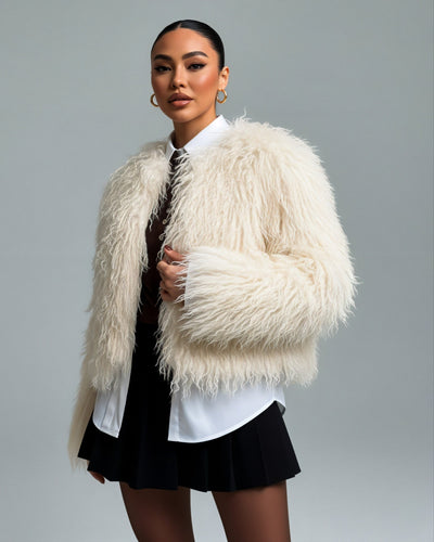 LONA Cropped Faux fur Jacket