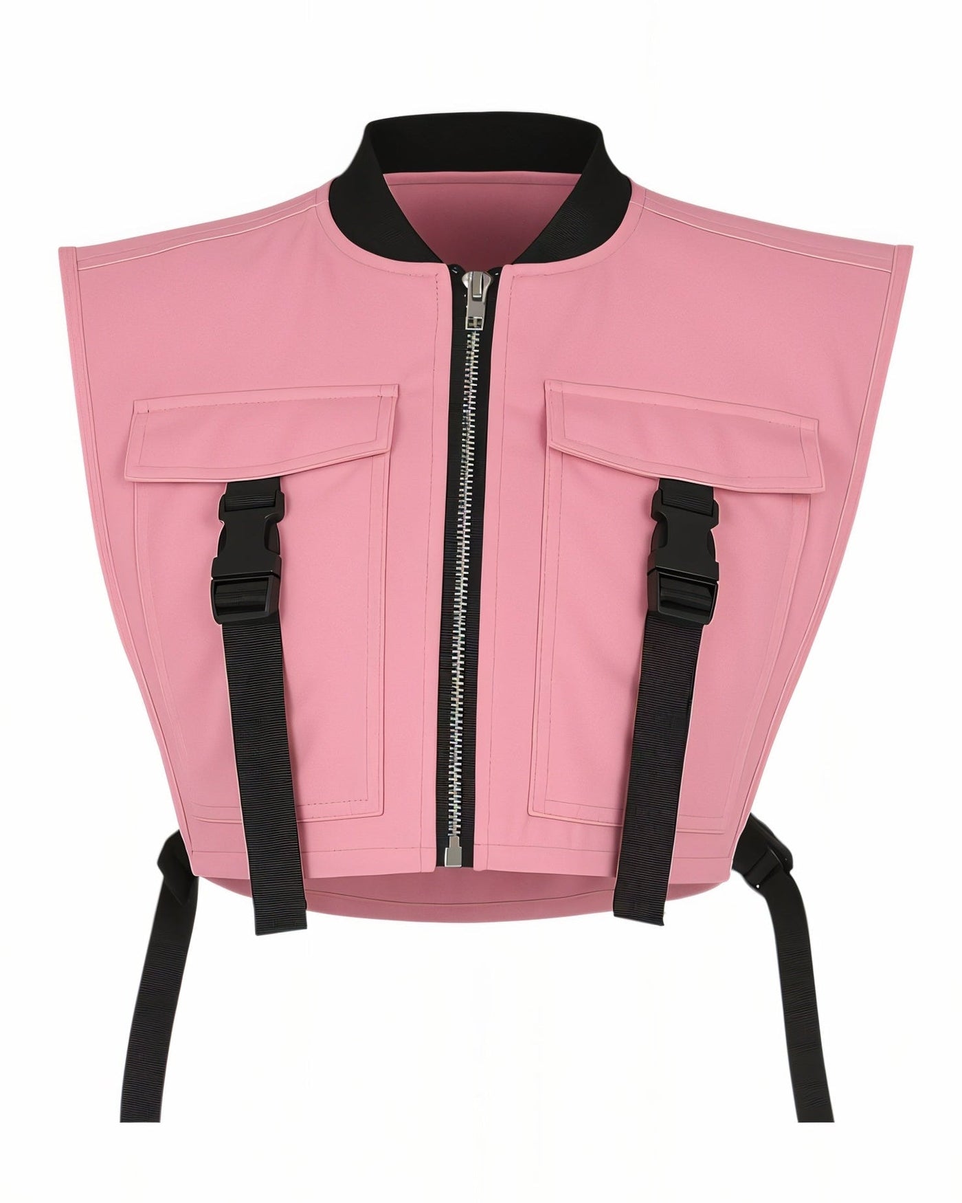 CANDICE Cropped Flap Pocket Buckle Detail Vest