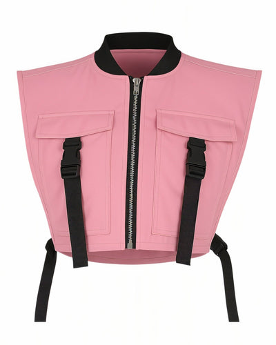 CANDICE Cropped Flap Pocket Buckle Detail Vest