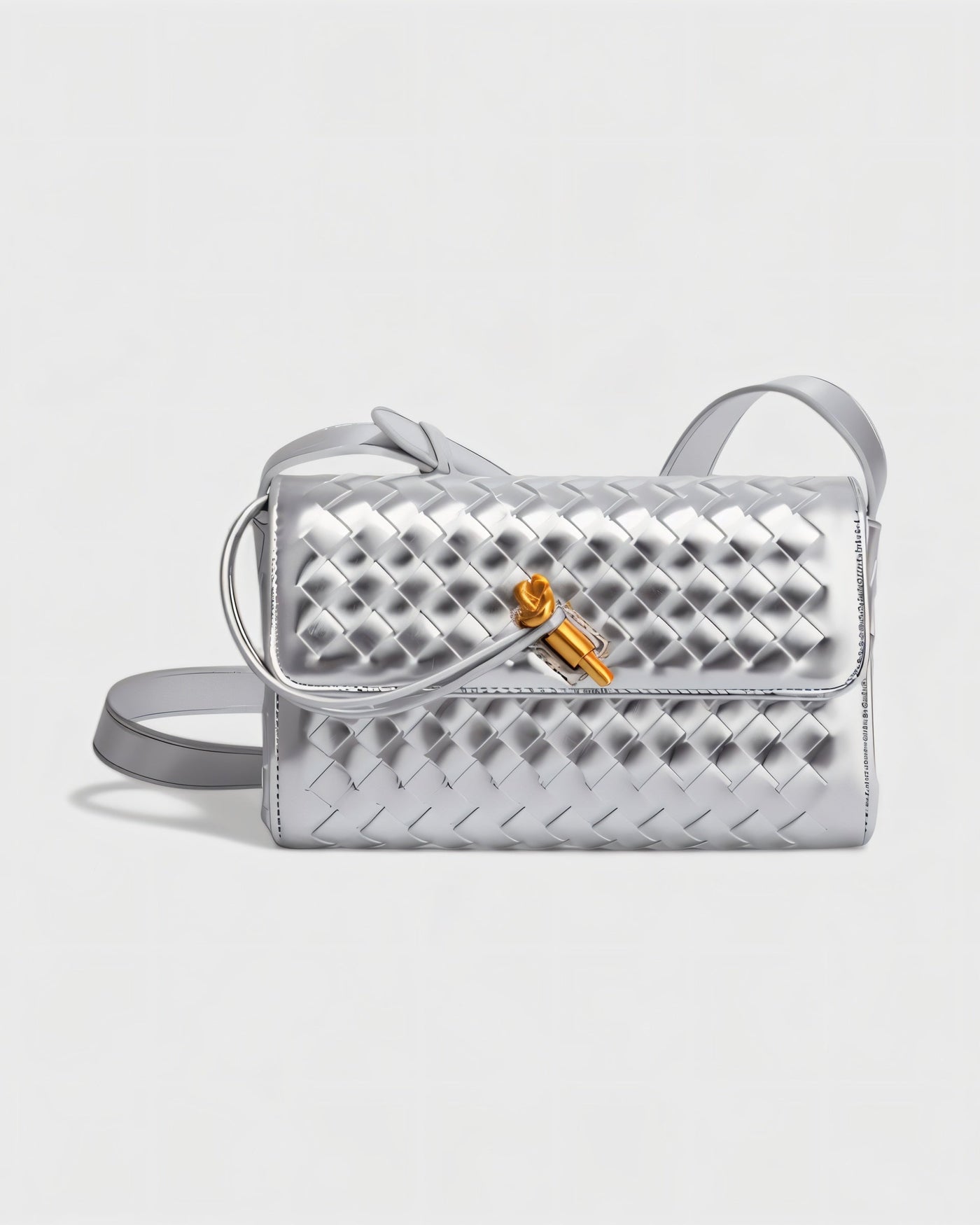 CLEO Mini Woven Gold Lock Accent Shoulder Bag