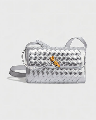 CLEO Mini Woven Gold Lock Accent Shoulder Bag