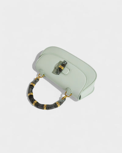 ZARLA Bamboo Handle Faux Leather Bag