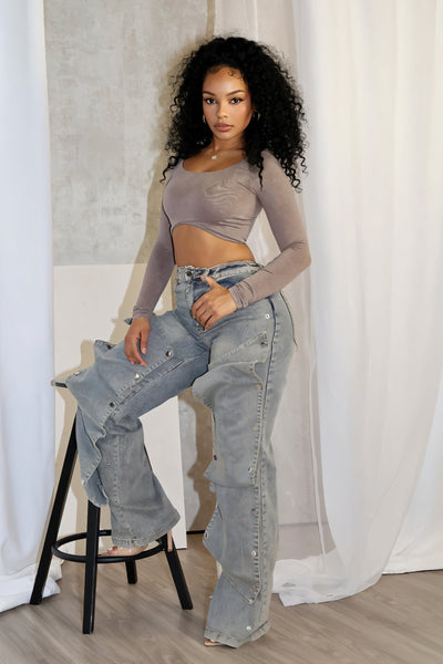 MAEVE Button Baggy Jeans