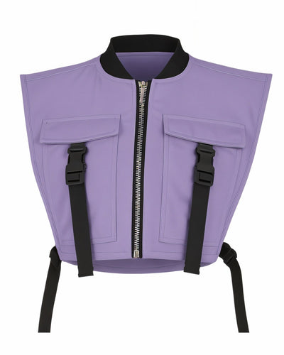 CANDICE Cropped Flap Pocket Buckle Detail Vest