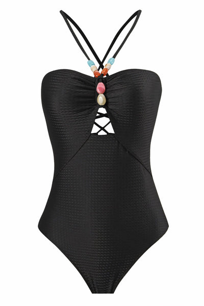 LOTTIE Beaded One-Piece Swimsuit & Tie Maxi Skirt Set