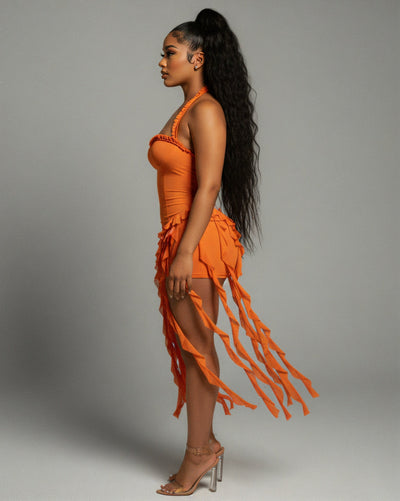 SANAI Ruffle Trim Mini Dress