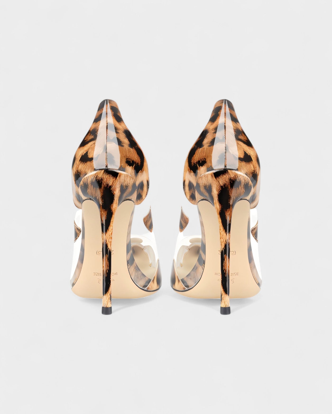DALYA Transparent Pointed-Toe Leopard Heels