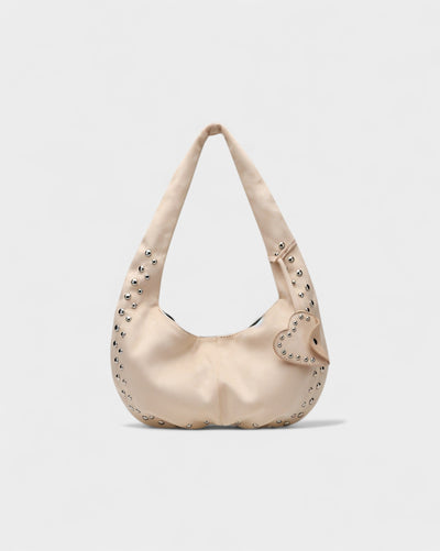 GELLA Heart Charm Studded Shoulder Bag