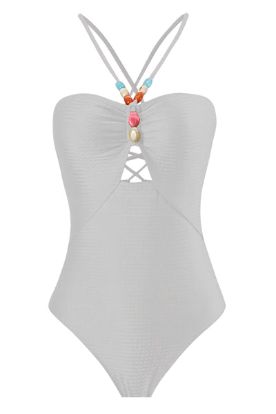 LOTTIE Beaded One-Piece Swimsuit & Tie Maxi Skirt Set