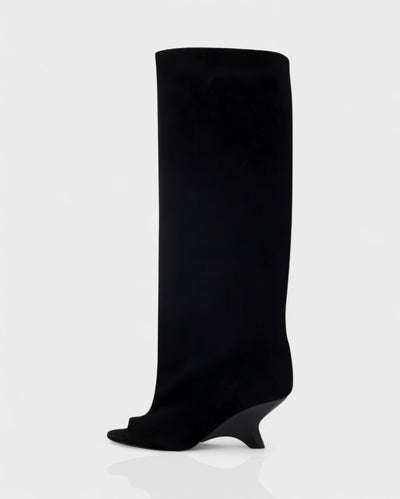HELIRA Peep Toe Wedge Knee High Boots