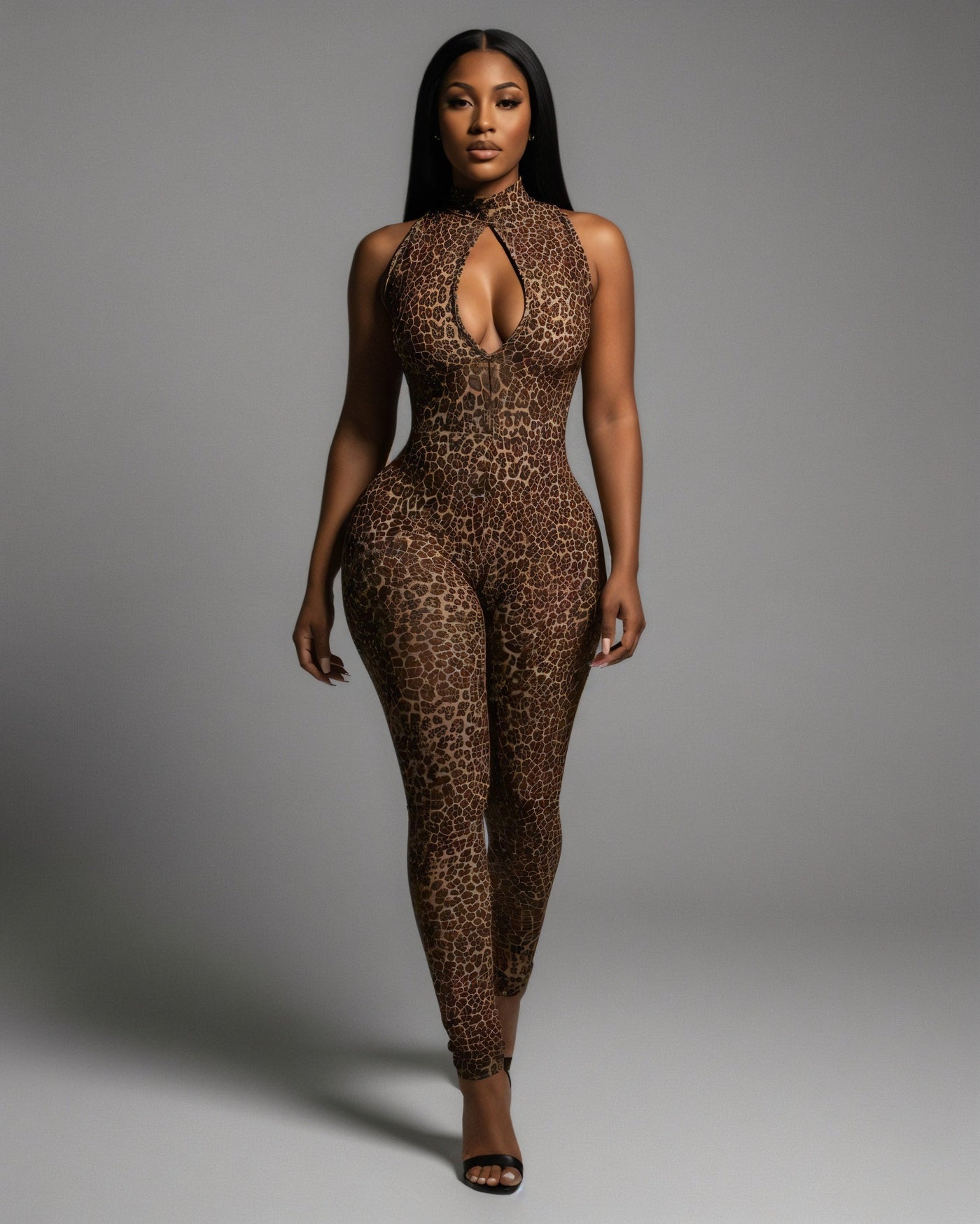 DIONNE High Neck Leopard Jumpsuit