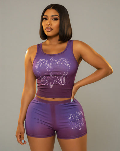 REYA Diamond Design Top and Shorts Set