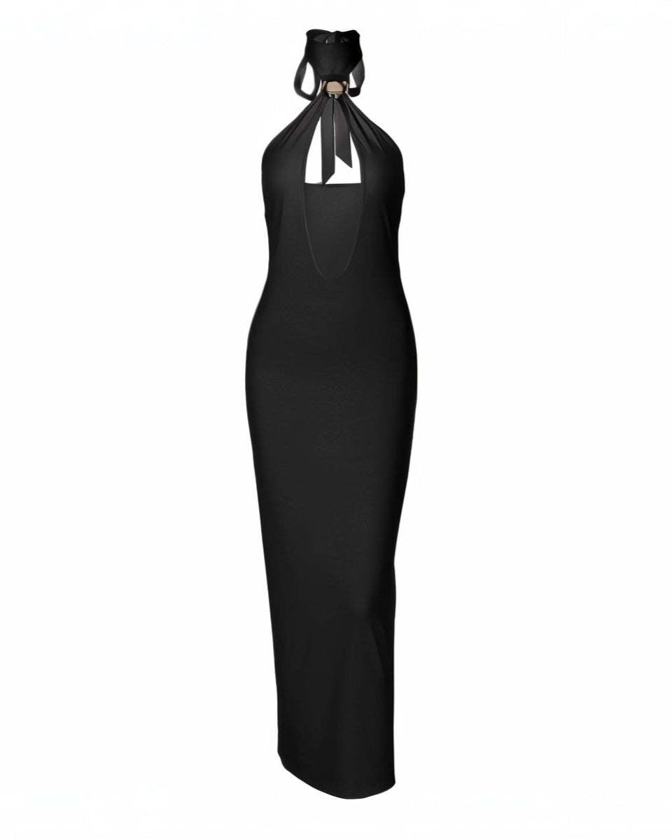 ALYSSA Halter Neck Slim Maxi Dress