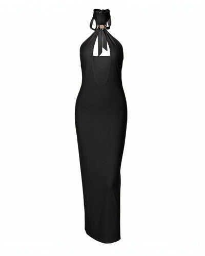 ALYSSA Halter Neck Slim Maxi Dress
