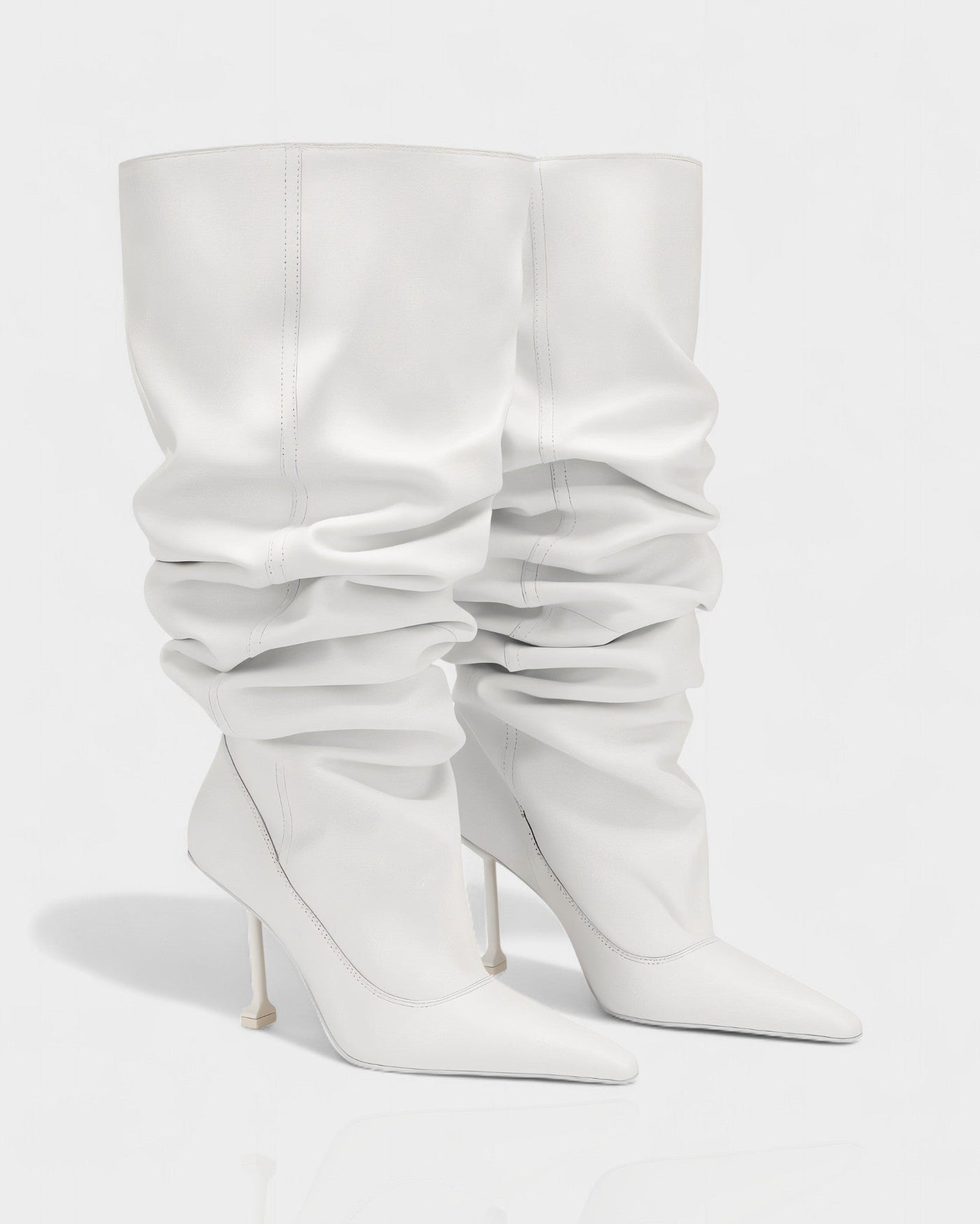 BELLARA Faux Leather Slouchy Pointed Toe Stiletto Boots