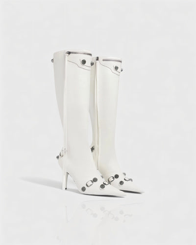 WENA Studded Pointed Toe Knee-High Boots