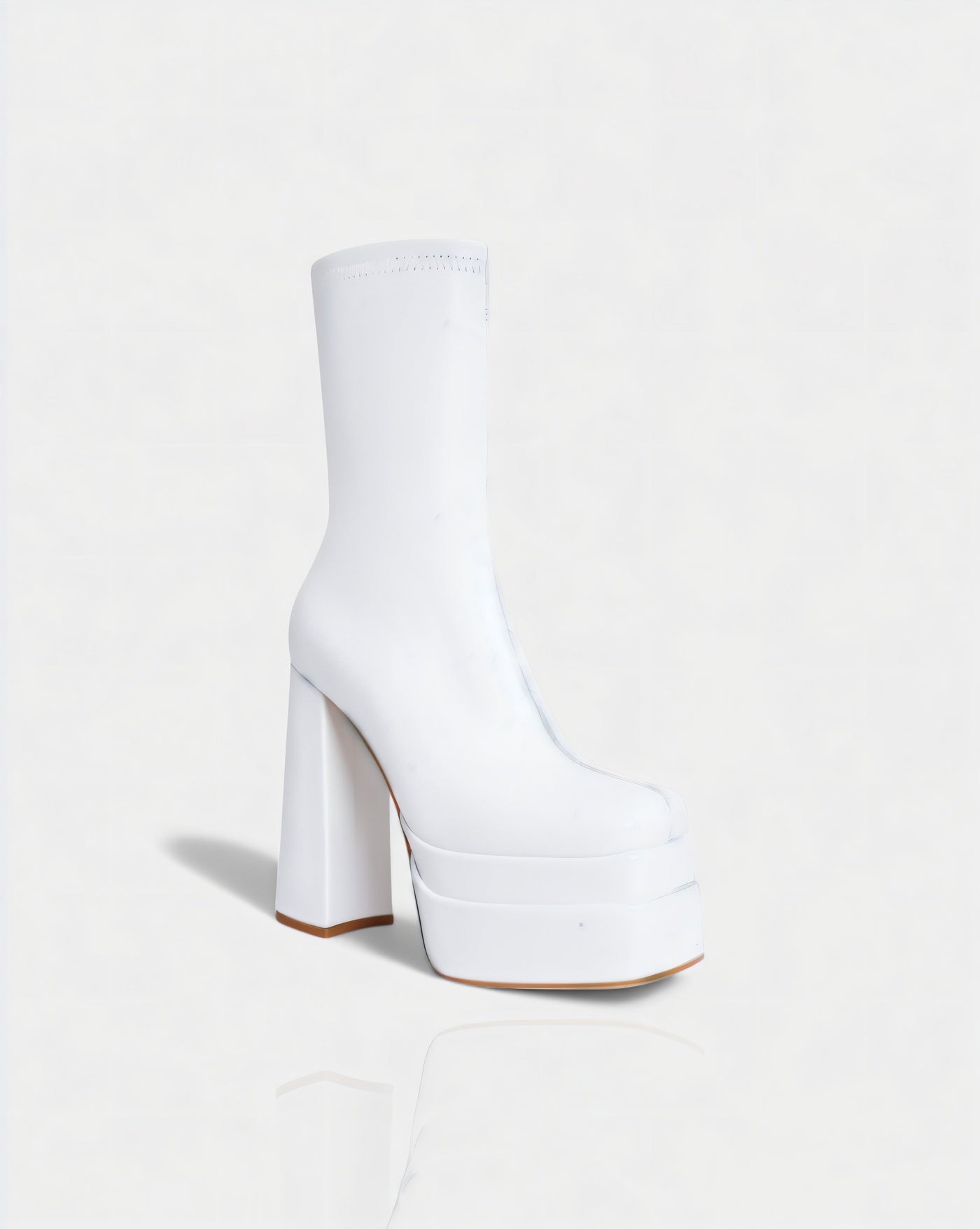 SOREYA Thick Heel Faux Leather Boots