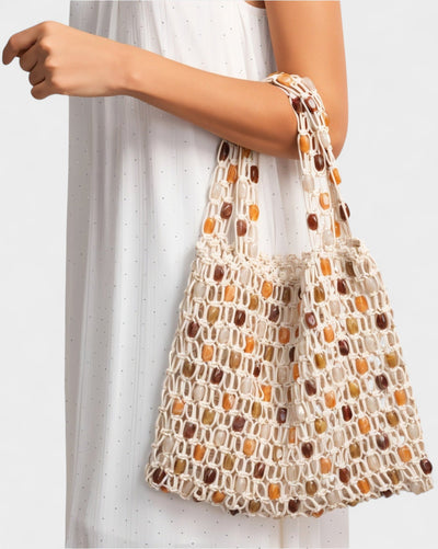 LORENZA Beaded Net Shoulder Bag