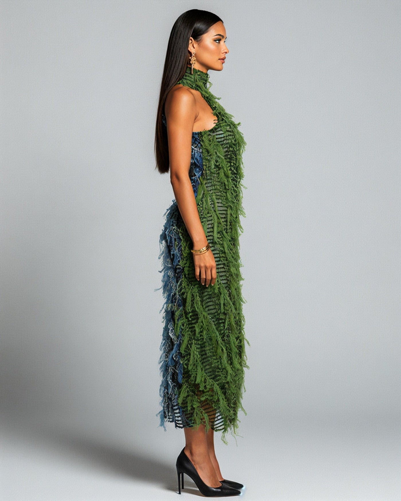 LILYANA Tassel Splicing Backless Midi Dress