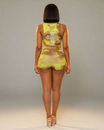 REYA Diamond Design Top and Shorts Set