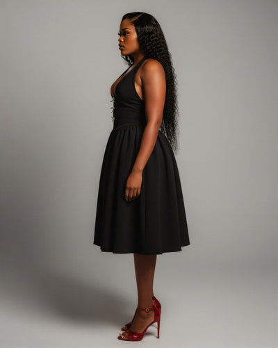 TALORA Embellished Bow Halter Midi Dress