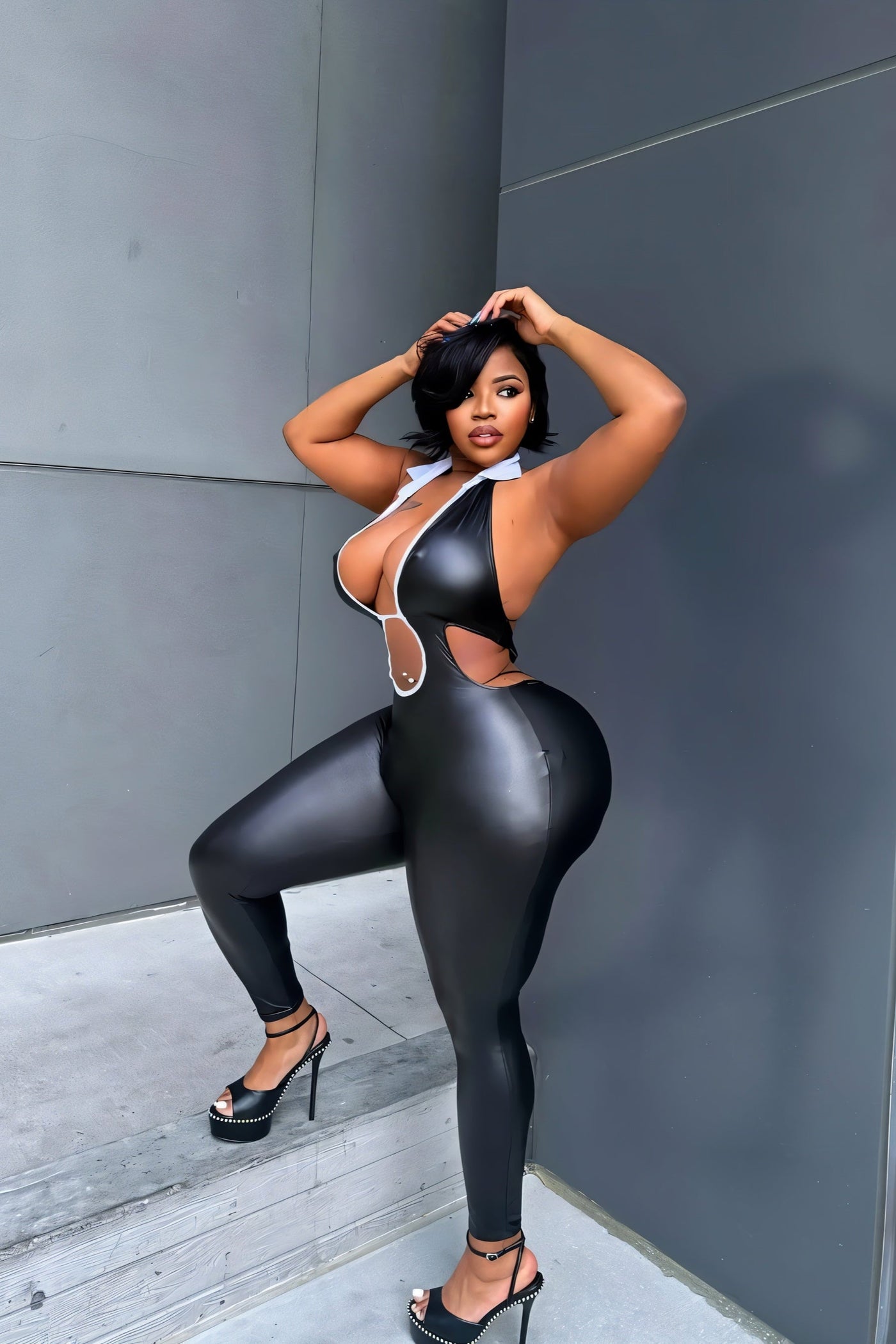 RAQUEL Faux Leather Jumpsuit