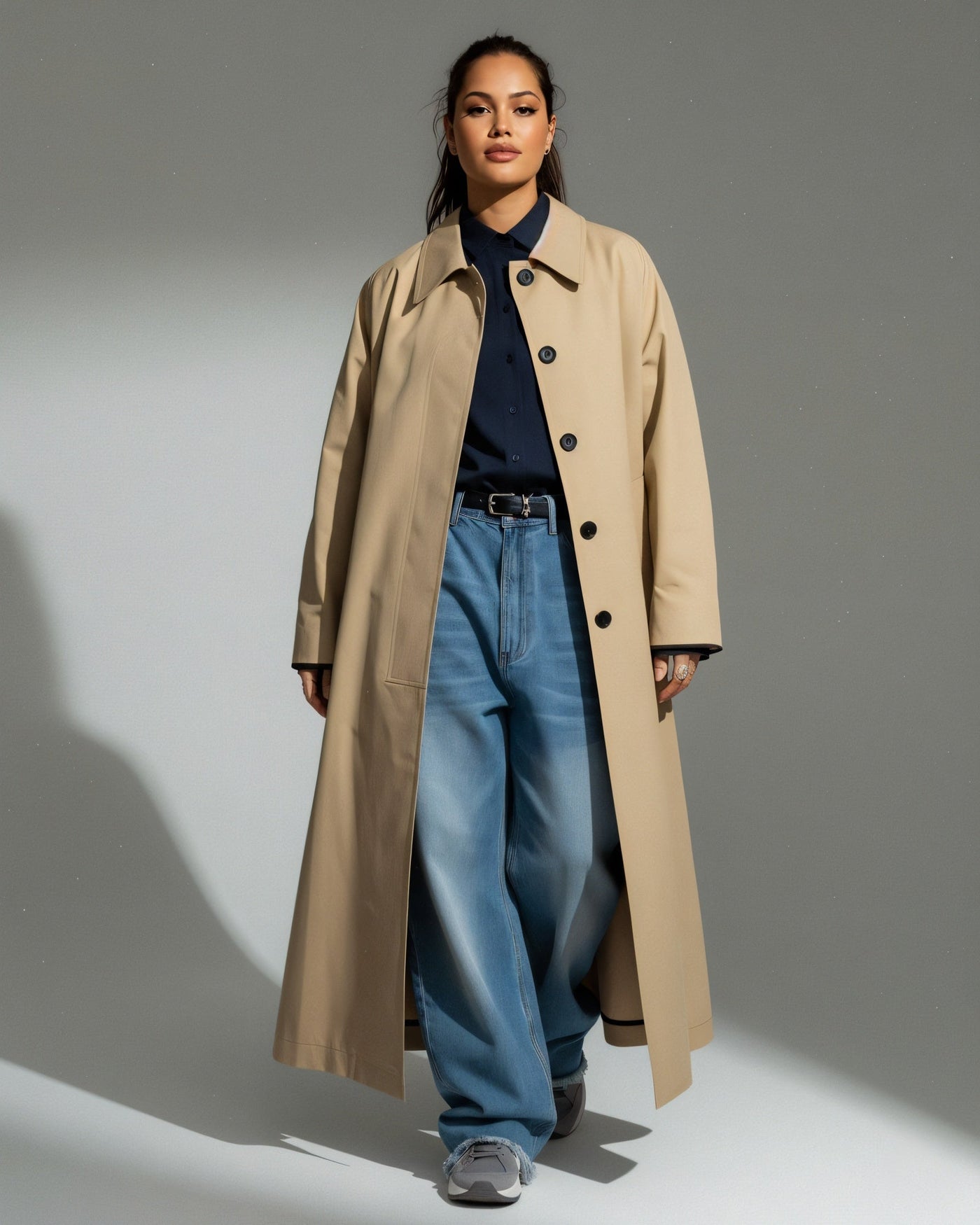 SKYE Oversized Button-Up Trench Coat