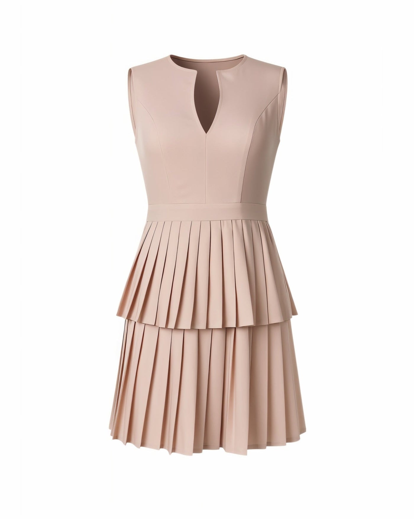 ARIANE V-Neck Pleated Mini Dress