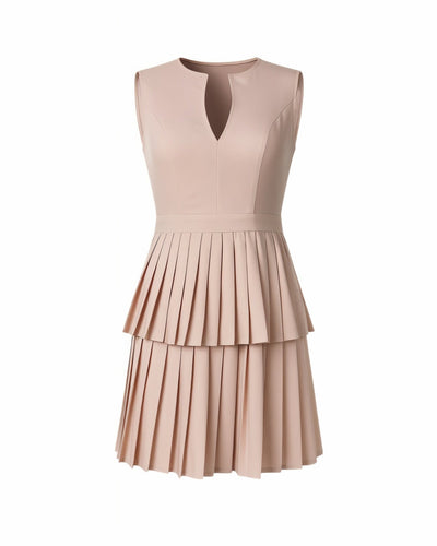 ARIANE V-Neck Pleated Mini Dress