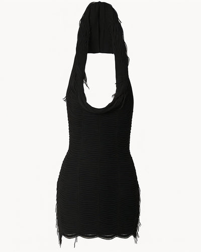 AUDRINA Hooded Tassel Mini Dress
