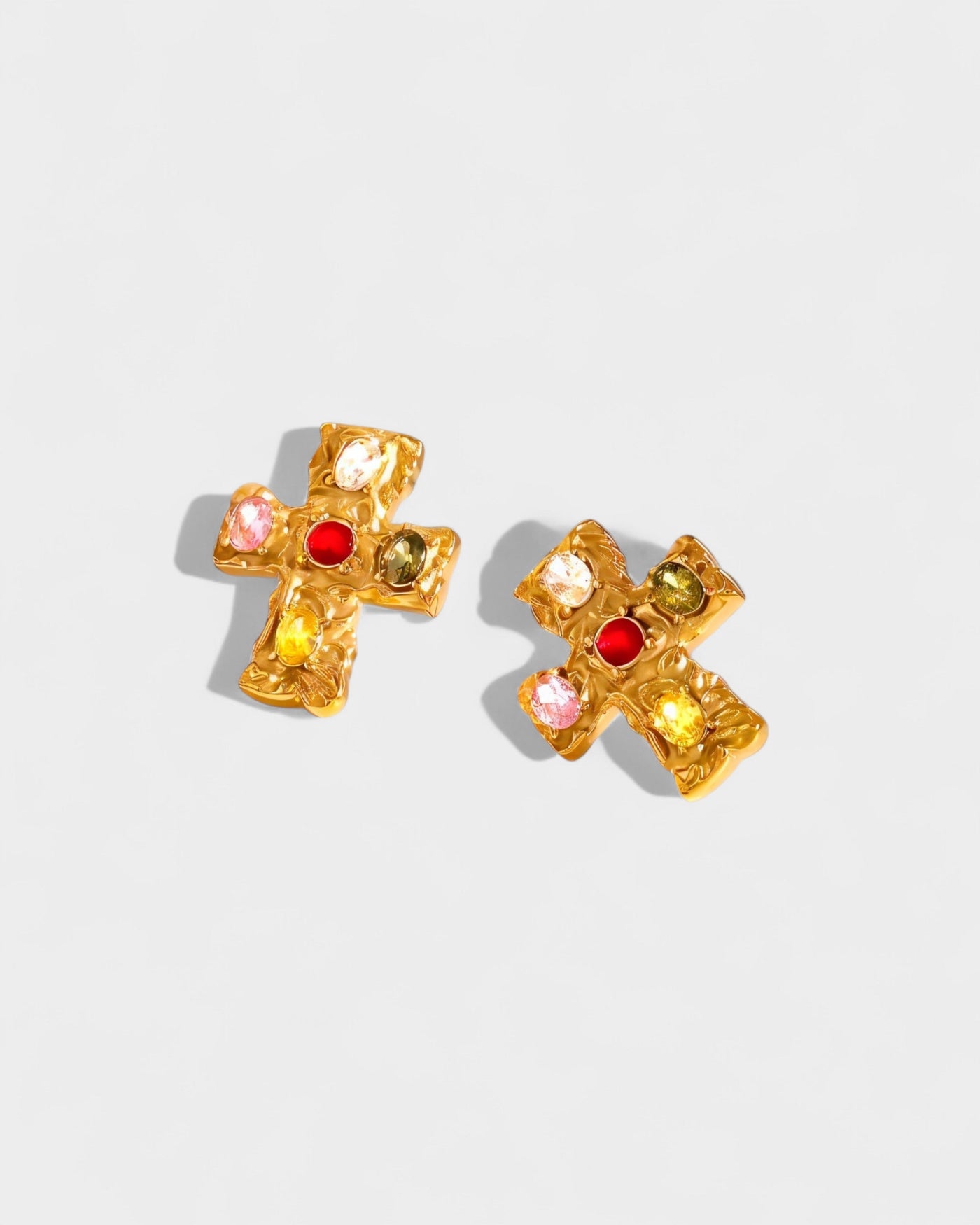 MAINE Multi-Stone Cross Stud Earrings
