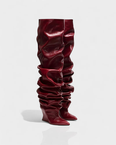 ELOURA Slouch Knee-High Wedge Heel Boots