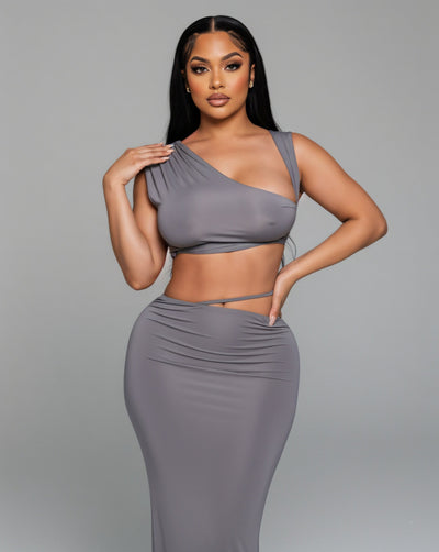 FRANCESCA Oblique Tube Top & Maxi Skirt Set