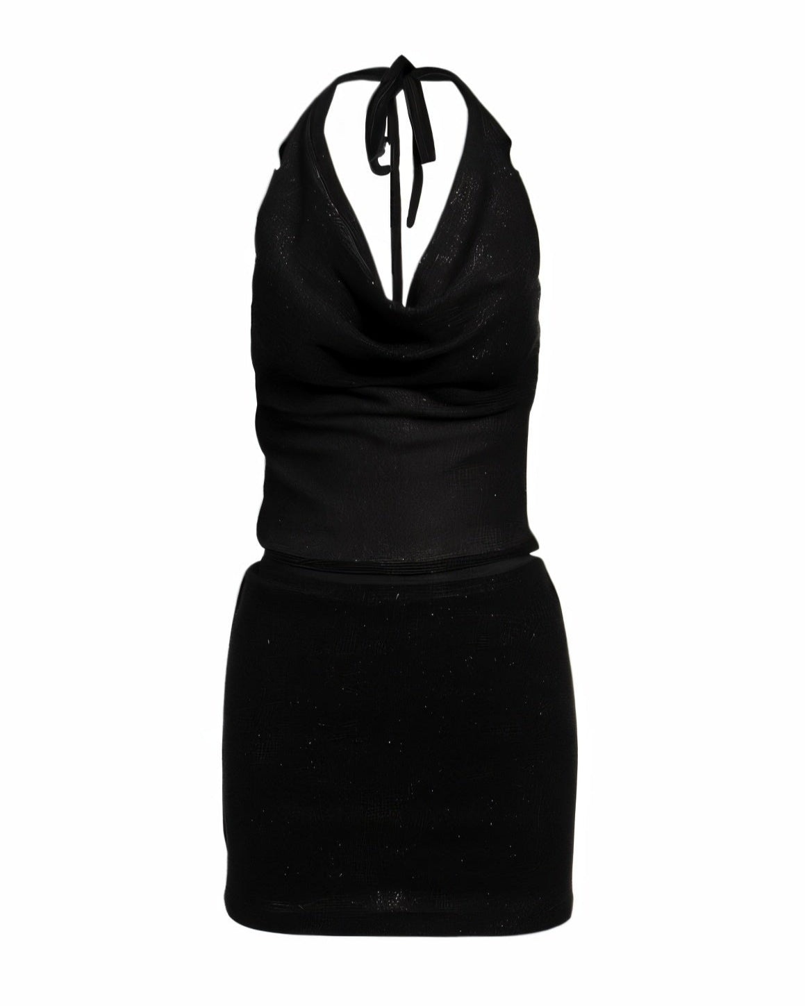 LIORAE Shimmer Draped Halter Top & Skirt Set