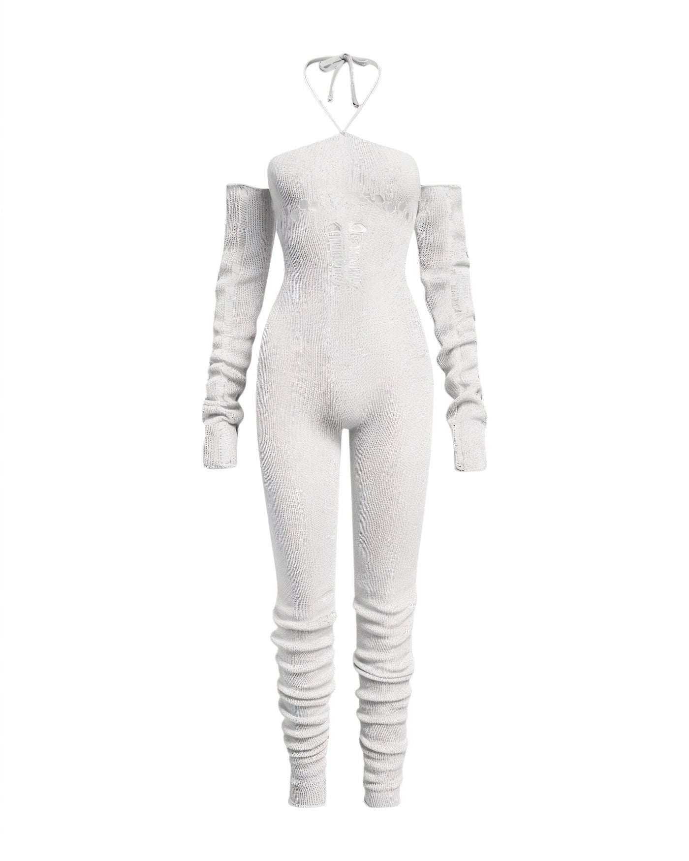 PALOMA Halter Neck Tie Knit Jumpsuit