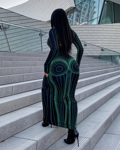 CARLA Backless Slim Round Neck Maxi Dress