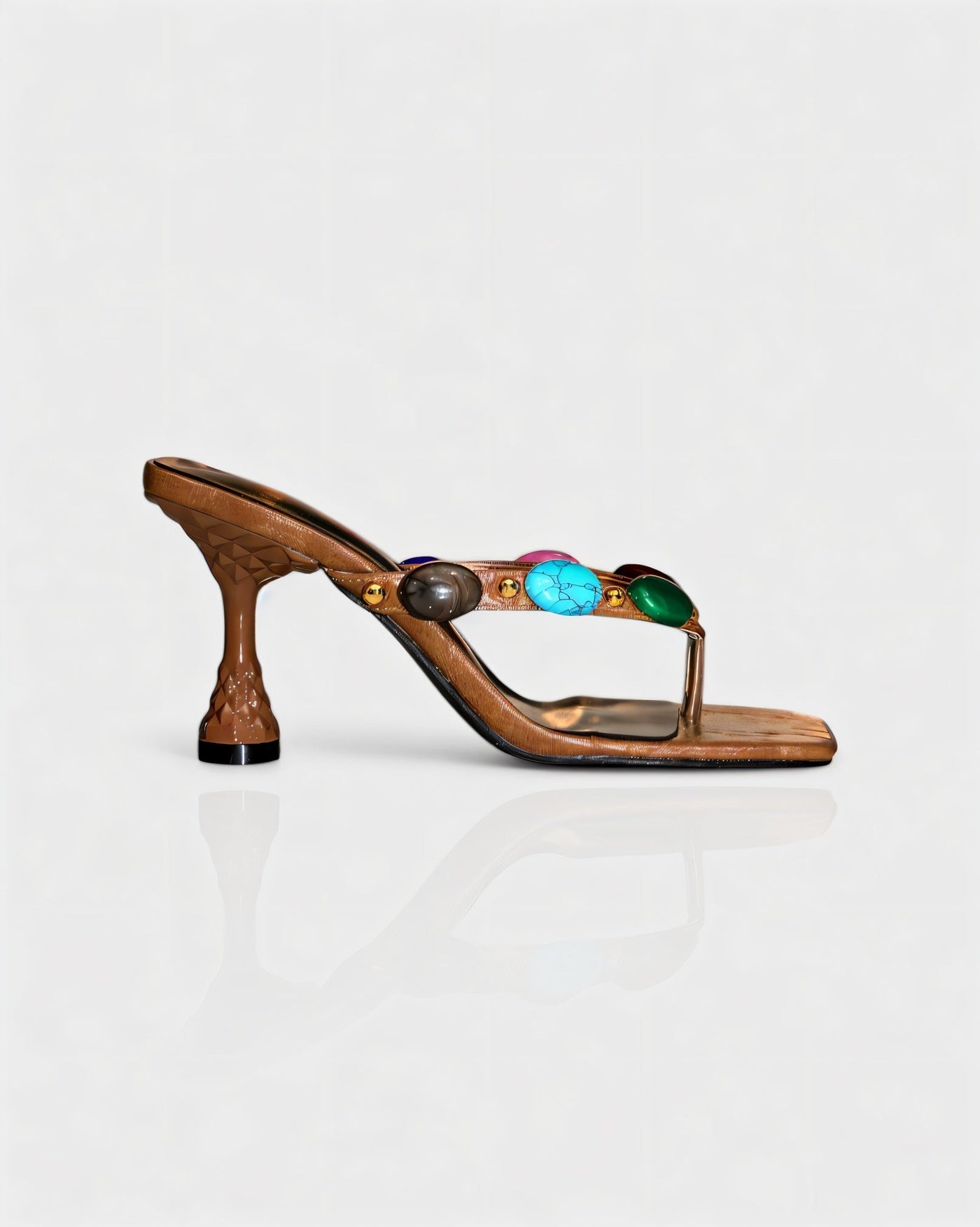 CIYANA Gemstone Embellished Heel Sandals