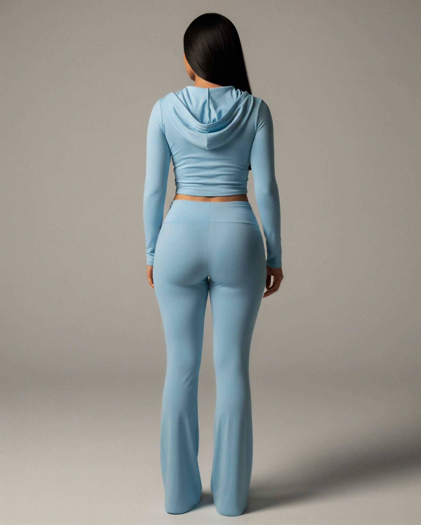 RAINY Zip-Up Hoodie and Flare Pants Set