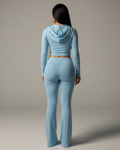 RAINY Zip-Up Hoodie and Flare Pants Set