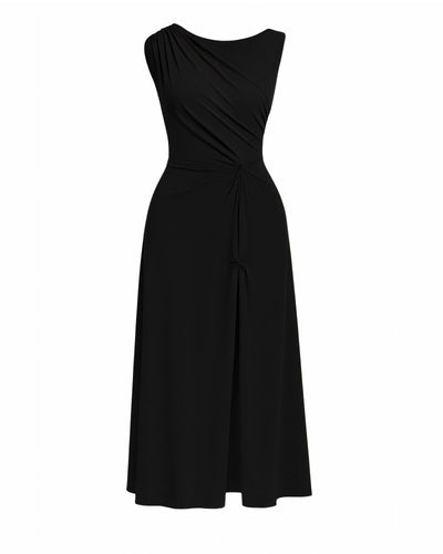 MIREN One-Shoulder Draped High Slit Maxi Dress