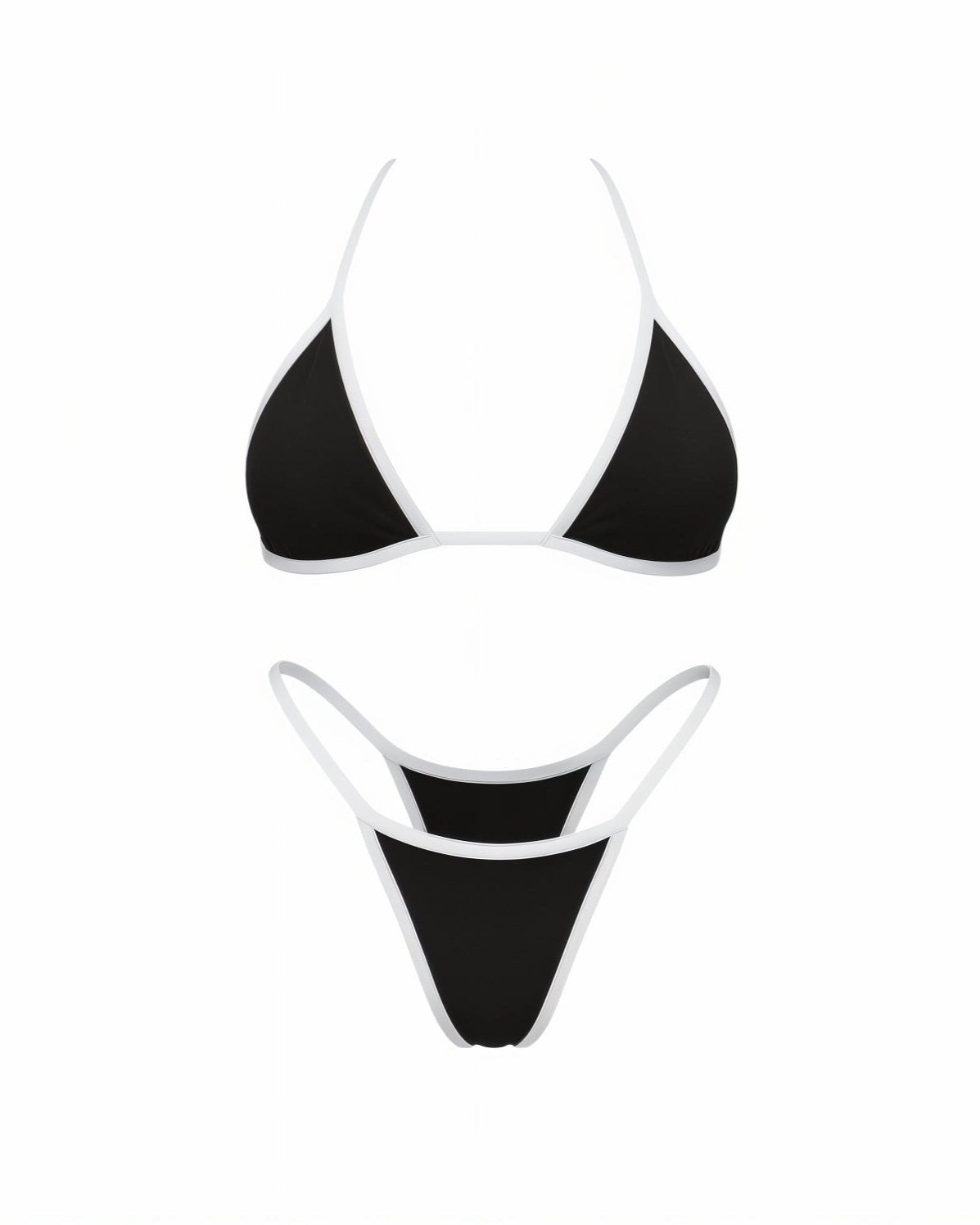 CORDELIA Black & White Trim Bikini Set