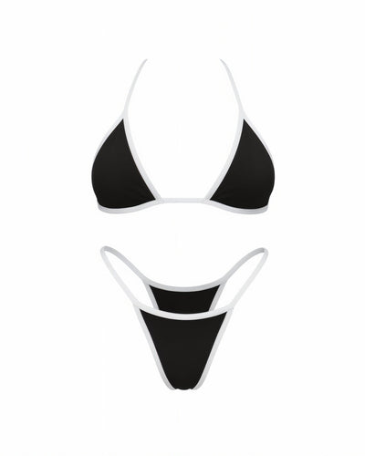 CORDELIA Black & White Trim Bikini Set