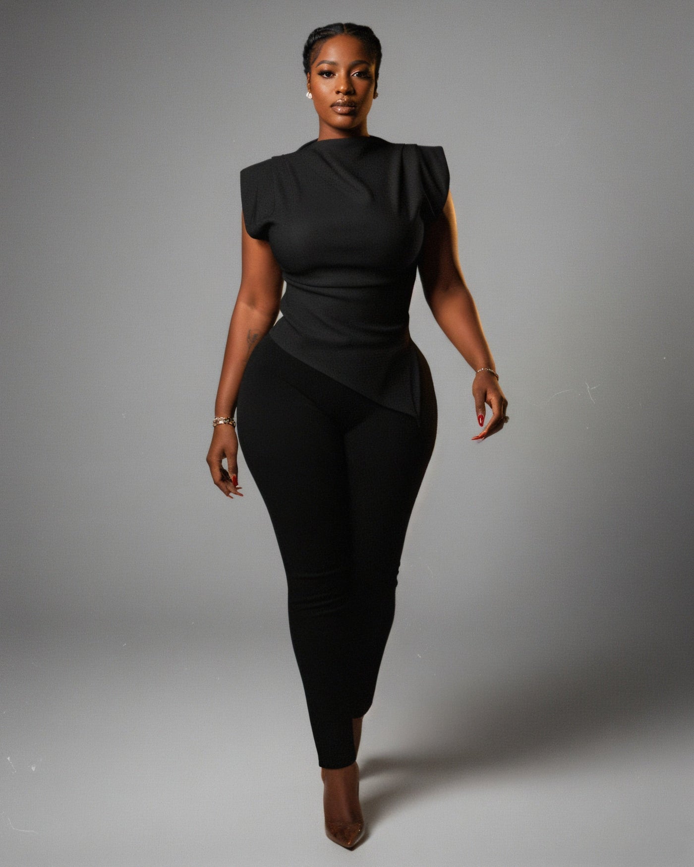 ALARMA Sculpted Asymmetric Draped Top