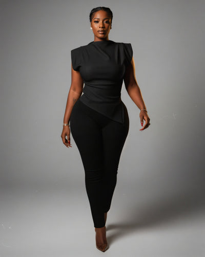 ALARMA Sculpted Asymmetric Draped Top