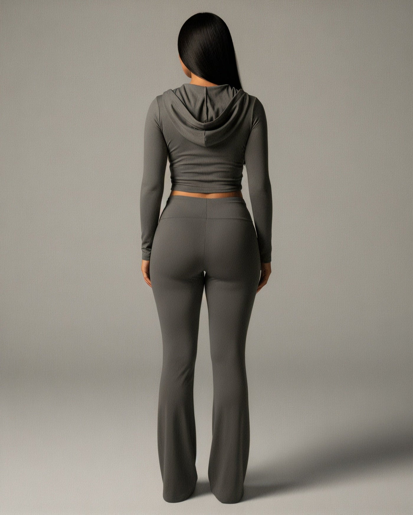 RAINY Zip-Up Hoodie and Flare Pants Set
