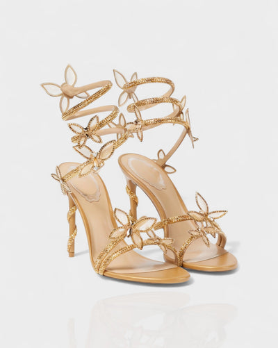 LYNA Crystal Butterfly Spiral High Heels