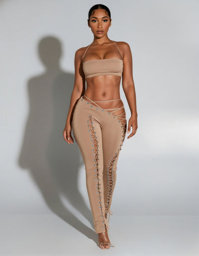 SORELA Crop Top & Lace-up Pants Set