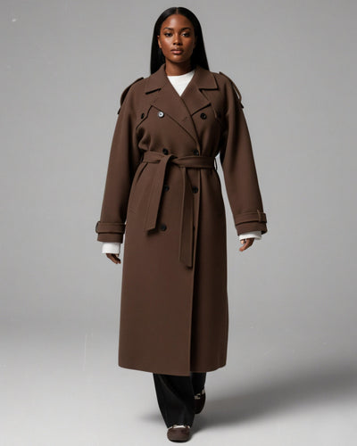 HATICE Belted Wool Trench Coat